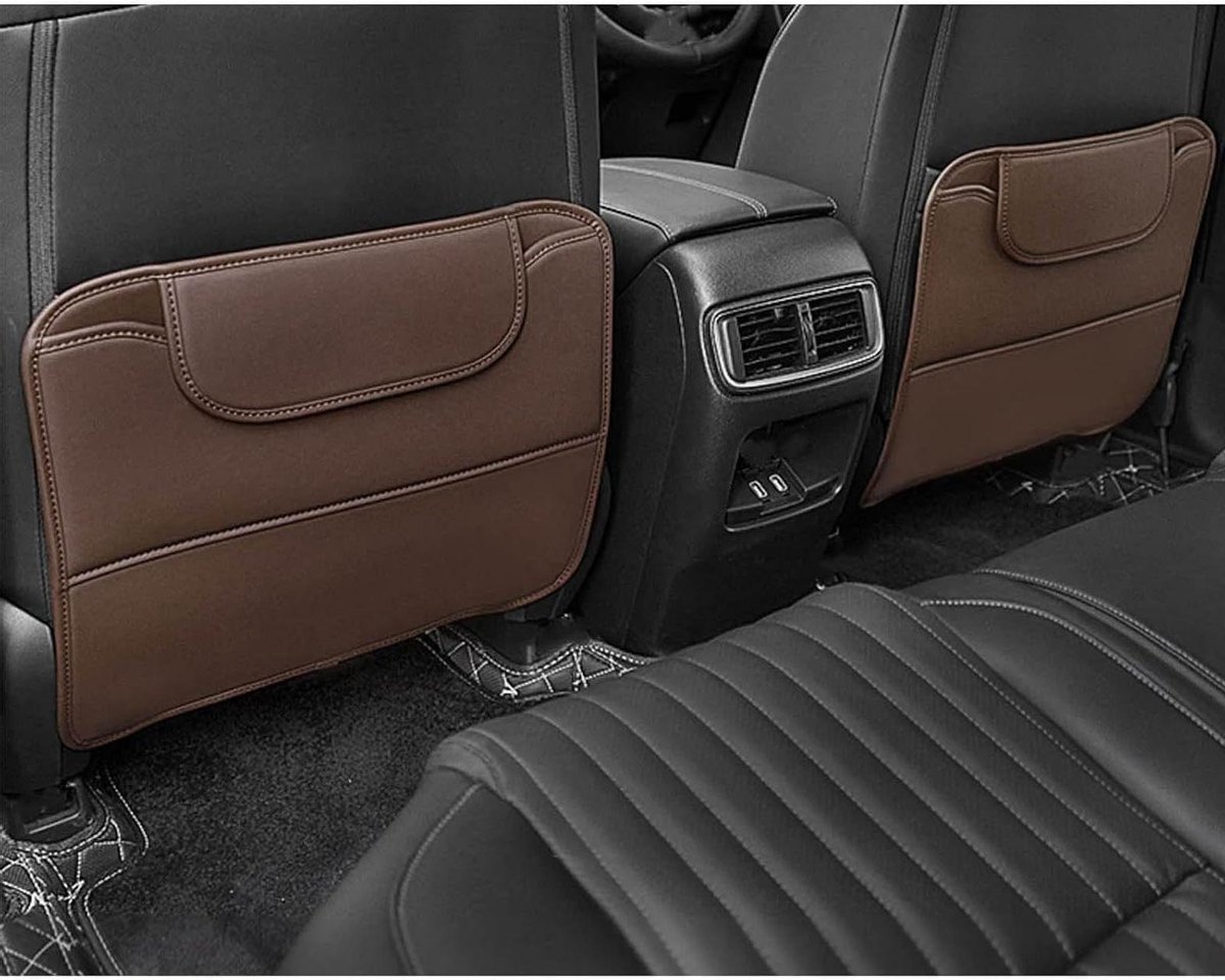 Autostoel Beschermers - Anti-kick Matten - Stoelen Schoonhouden - Waterdicht PU-leer - 2 stuks - Koffie