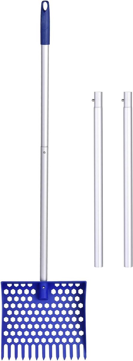 Kippenmest Schep - Mest Schep Rake - Dierenverblijf Schoonmaken - Afneembare Lange Steel - 145 cm - Grijs