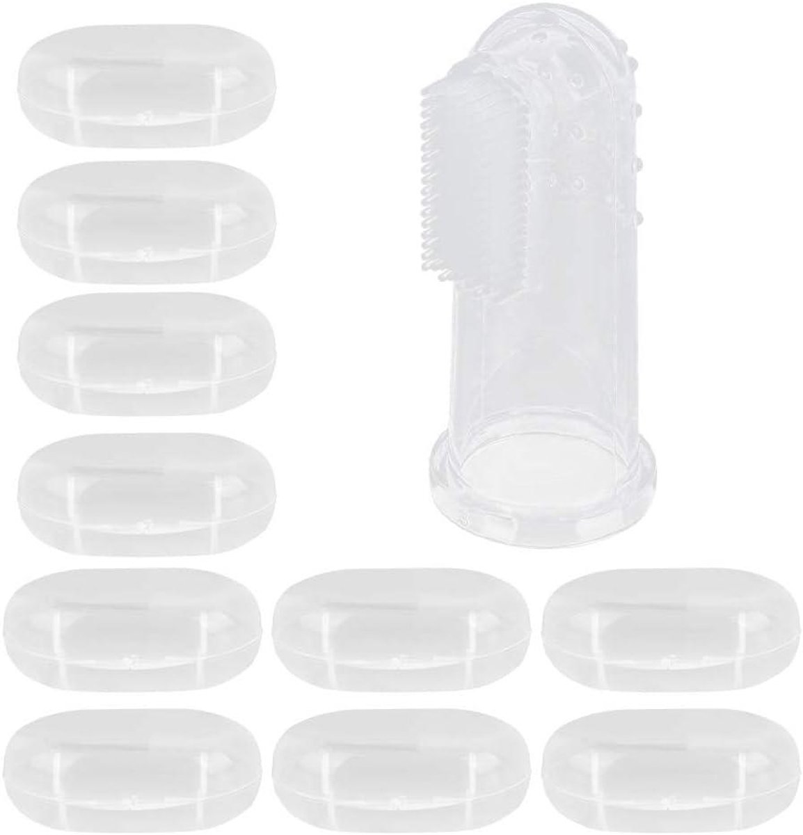 Baby Vingertandenborstels - Baby Tandenborstel Set - Baby Mondhygiëne - Zachte Siliconen Reiniging - 10 stuks - Transparant