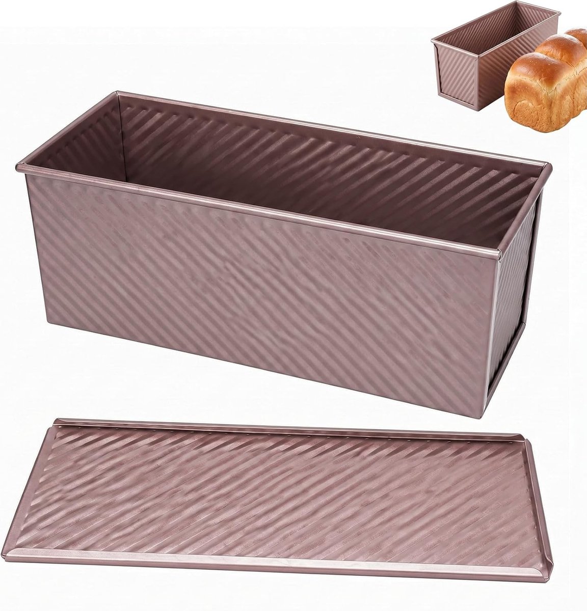 Toastbrood Bakvorm met Deksel - Roségoud - - Koolstofstaal voor Brood en Sandwiches