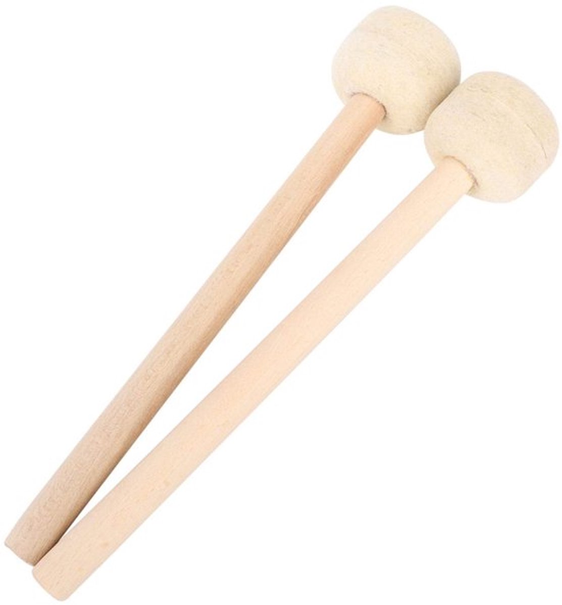 Drum Mallet Houten Handvat - 2 Stuks - Wolvilt Kop - Hoge Kwaliteit - Duurzaam - 32 x 5,8 cm - Drumstok