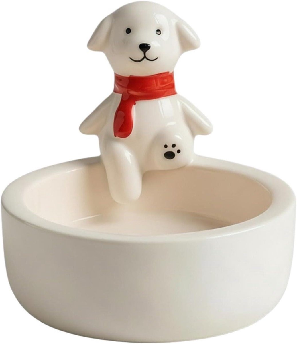 Keramische Hond Kaarsenhouder - Hond Theelichthouder - Sfeerverlichting Creëren - Schattig Hondenthema - 10 x 10 x 10 cm - Wit