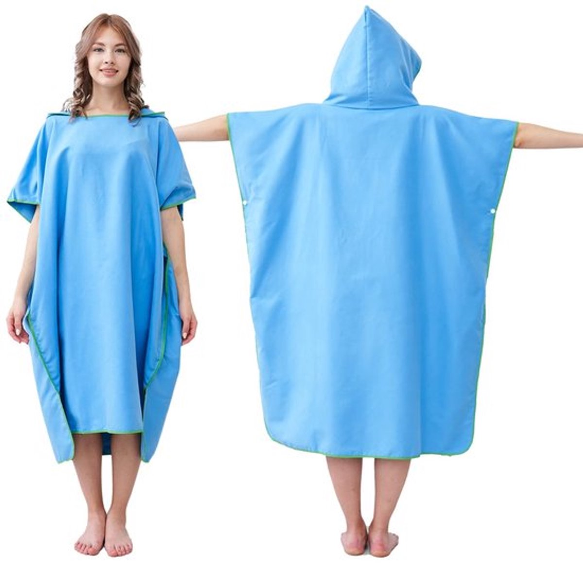 Badjas Surf Poncho Handdoek voor Volwassenen Microvezel Strandlaken met Capuchon voor Vrouwen Mannen Zwembad Camping Reizen Baden, Sneldrogend, Lichtgewicht, Blauw