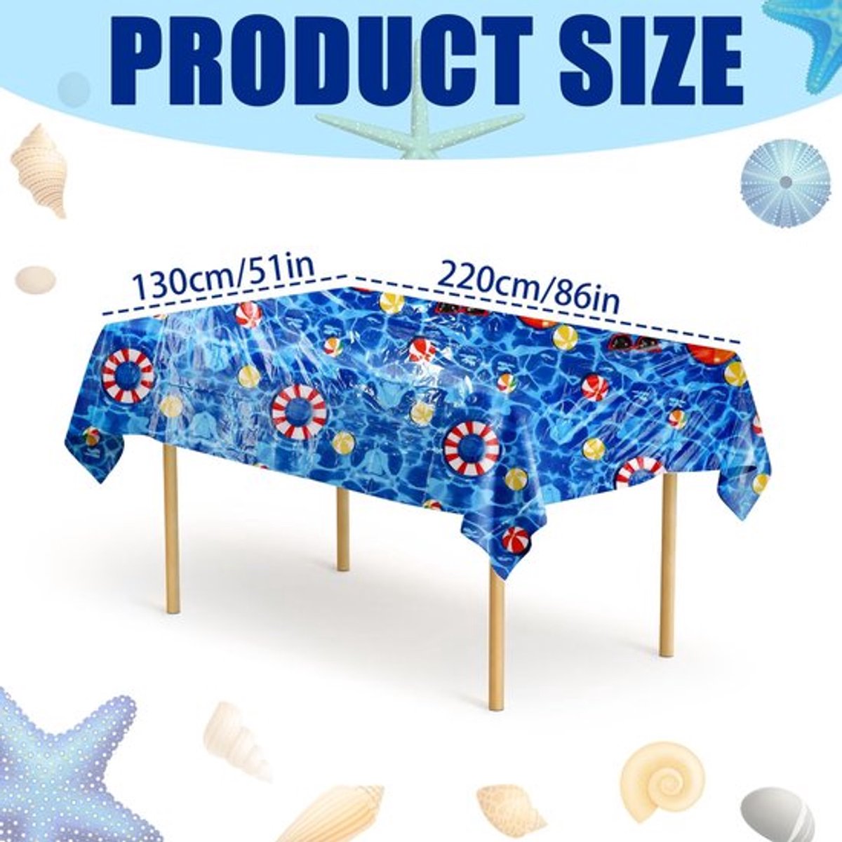 Tafelkleed Waterdicht - Strandtafelkleed - Oceaan Thema - 220x130 cm - 3 Stuks - Kunststof - Tafelbedekking