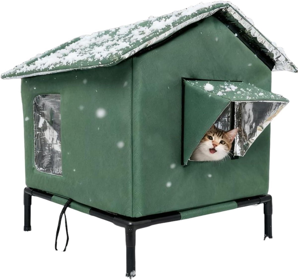 Kattenhok voor buiten - Dierenverblijf winter - Huisdieren warm houden - Waterdicht en winddicht - 45x40x55 cm - Meerkleurig