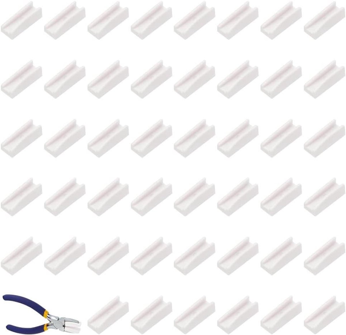 Tang Vervangingstips - Plastic Kaak Covers - Sieraden Maken - Krasvrij Werken - 48 Stuks - Wit