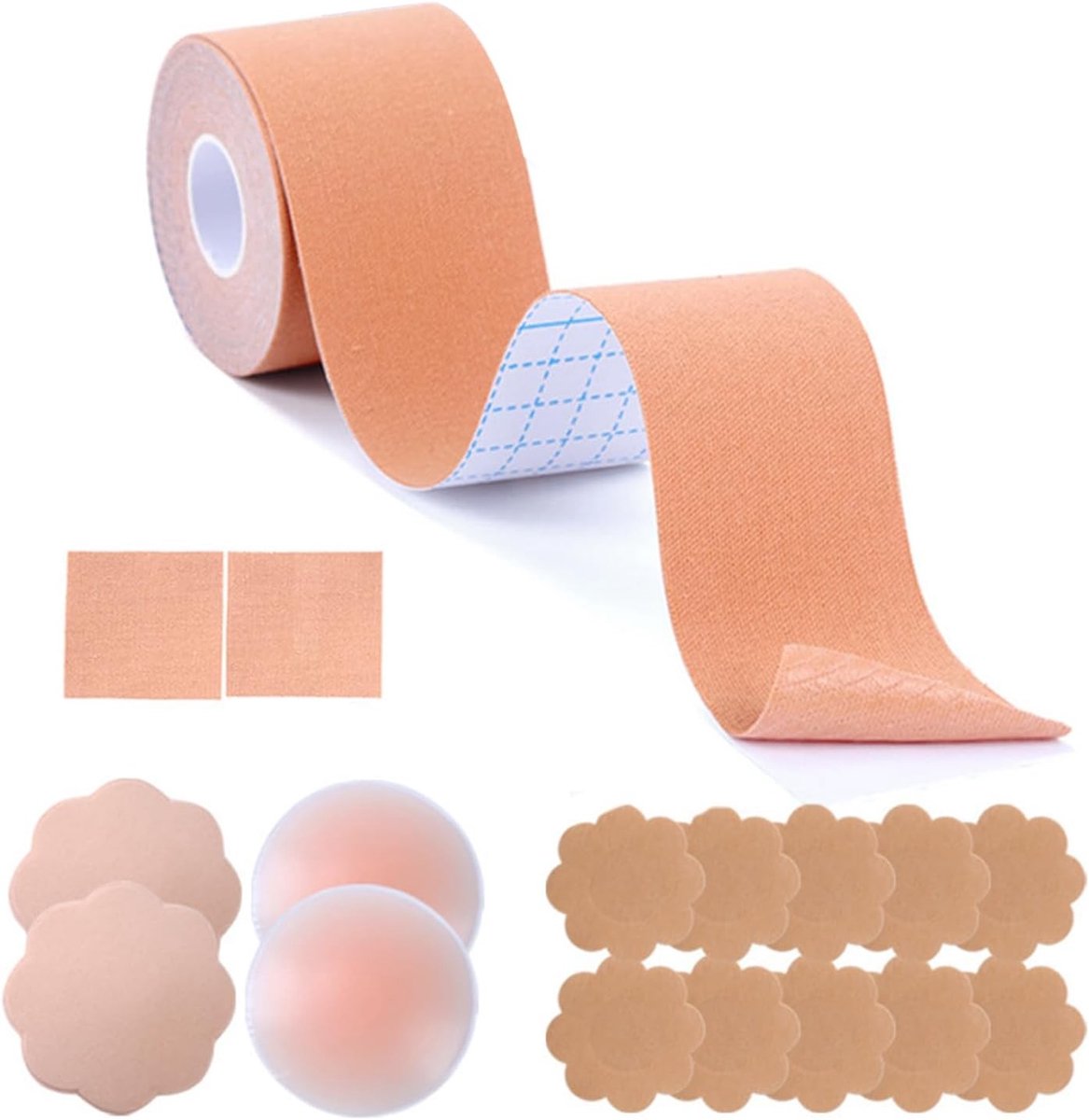 Set van Onzichtbare Plak Tepels en Borsttape voor A-E Cups, Ideaal voor Sport, Diepe Halslijnen en Dagelijks Gebruik