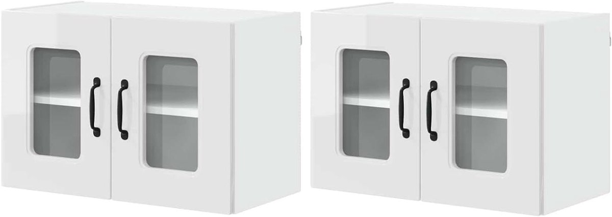 Keukenkast 2 stuks - Hangend meubel - Keuken organiseren - Hoogglans design - 60 x 40 cm - Wit