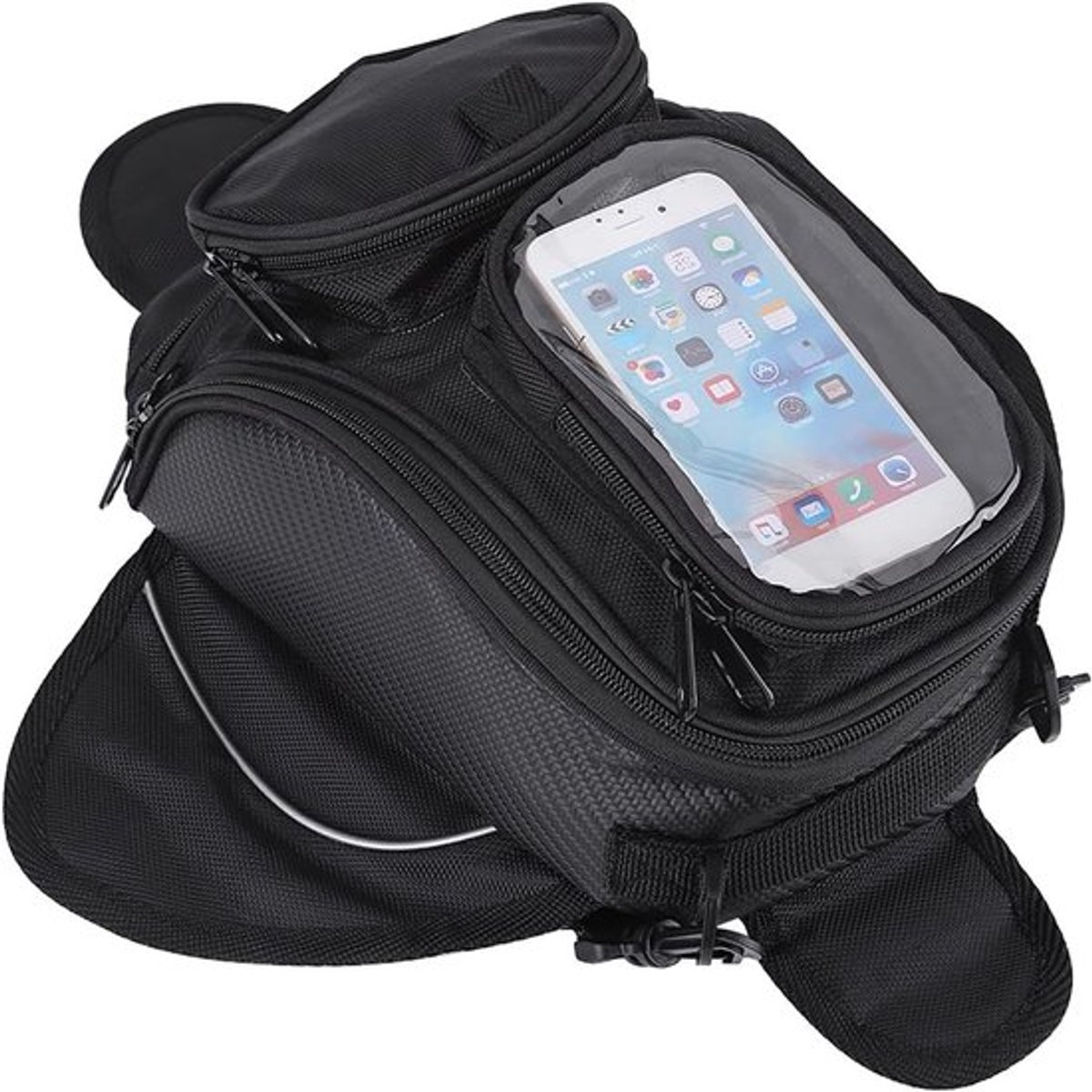 Sterke en waterdichte motor tanktas met magnetische bevestiging voor comfortabel lange ritten en touring