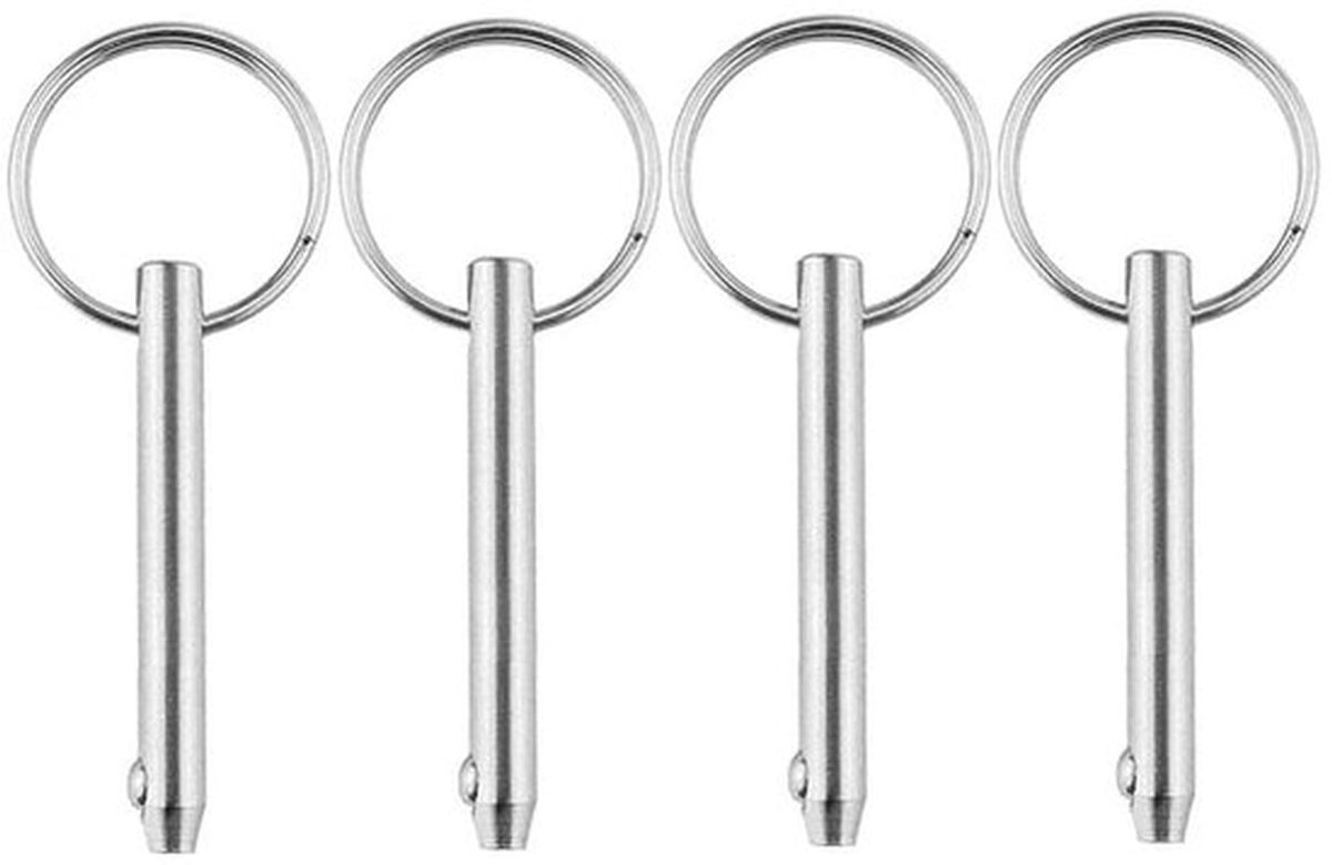 Set van 4 RVS Snelsluitpennen met Veerbol Eindvergrendeling - Ball Lock Pins (8 x 72mm) voor Veilig Bevestigen en Snel Ontkoppelen