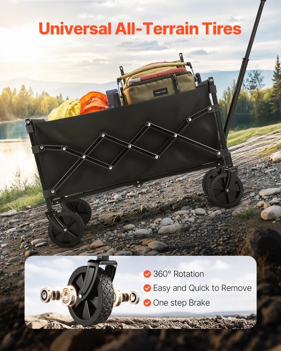 Chelsey-store - Bolderkar - Bolderwagen - Tot 102 kg - Opvouwbaar - PVC Wielen - Zwart - 59 × 36,5 × 26 cm — afbeelding 4