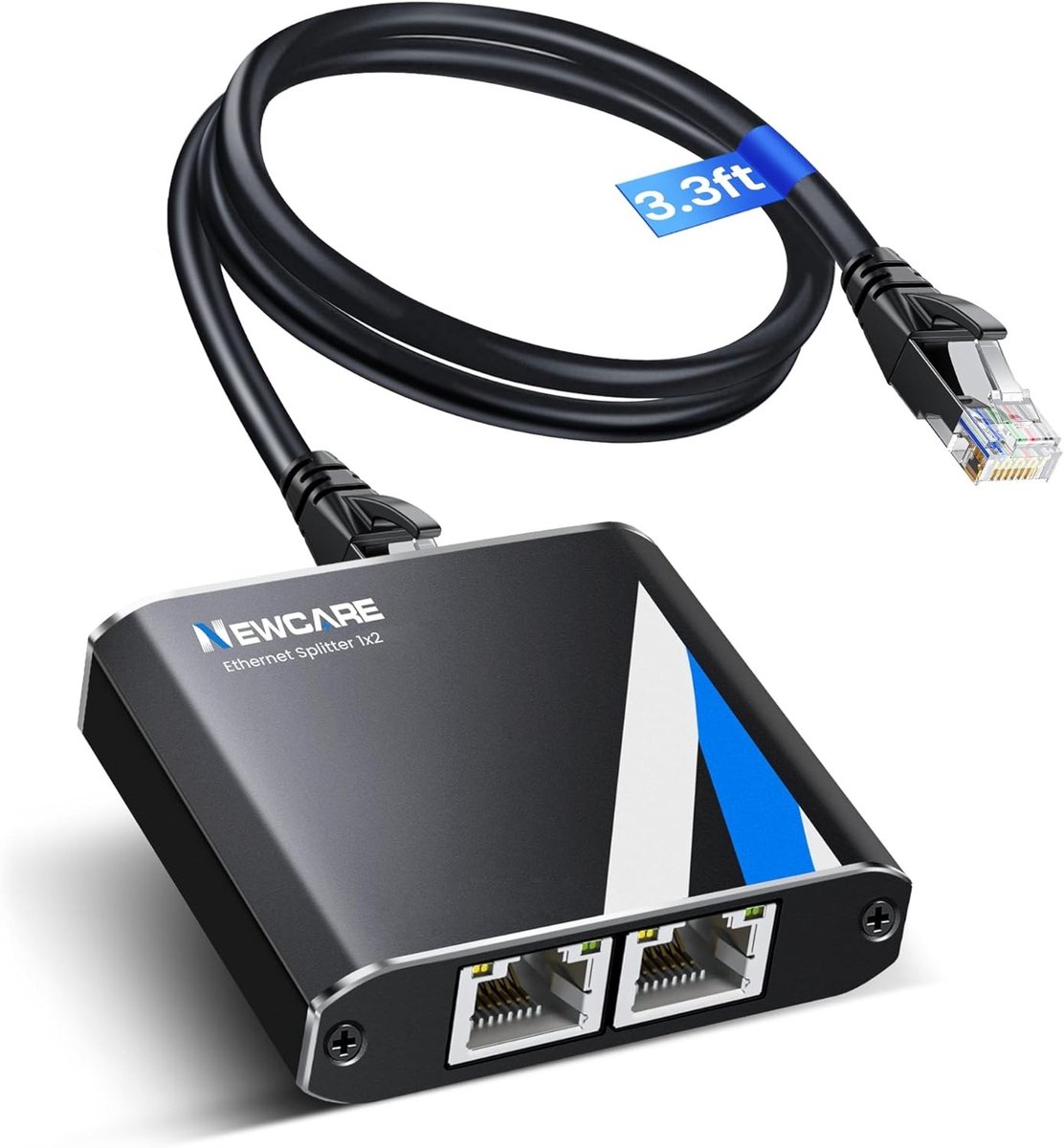 Netwerksplitter - Zilver - 1 meter - Aluminium behuizing - RJ45 Ethernetverdeler voor 2 apparaten