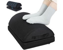 Voetenbankjes Zwart - Voetensteun Bureau - Ergonomisch Voetkussen met Geheugenschuim - egen Rugpijn-Voetsteun voor Kantoor en Thuis - 43 x 29 x 17 cm