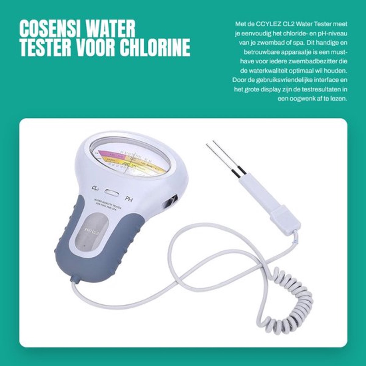 Water Tester voor Chlorine en pH - Draagbare Analyse - Ideaal voor Zwembad en Spa - Nauwkeurige metingen - Kleurentest - Geschikt voor zw...