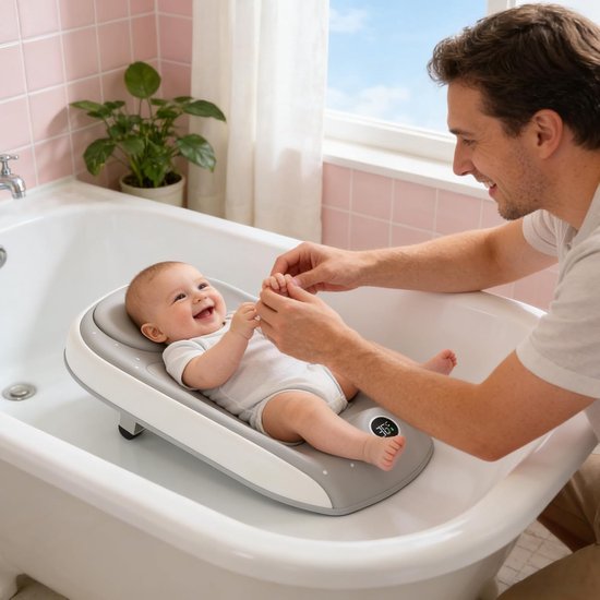 Baby Badhouder - Baby Badzitje - Veilig Baden - Temperatuur Sensor - 56.8 x 29.7 x 8.1 cm - Grijs — afbeelding 2