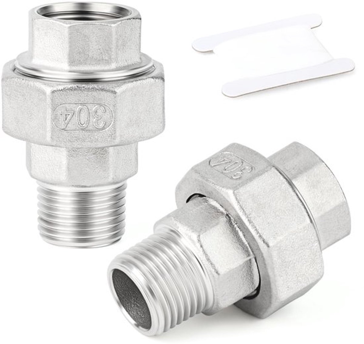 1/2" Pijpfittingen - Hoogwaardige roestvrijstalen schroefdraadadapters - Zilver - Uniefittingen voor water en olie - Betrouwbare verb...