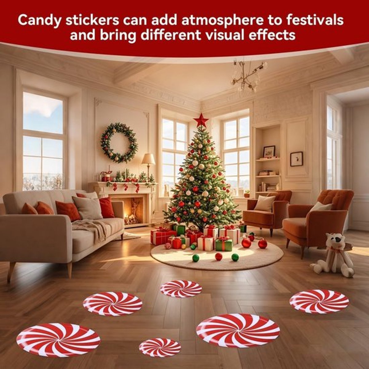 Vloerstickers Waterdicht - 12 Stuks - Candyland - Snoep - Kerst - Muurstickers - Vloerdecoratie