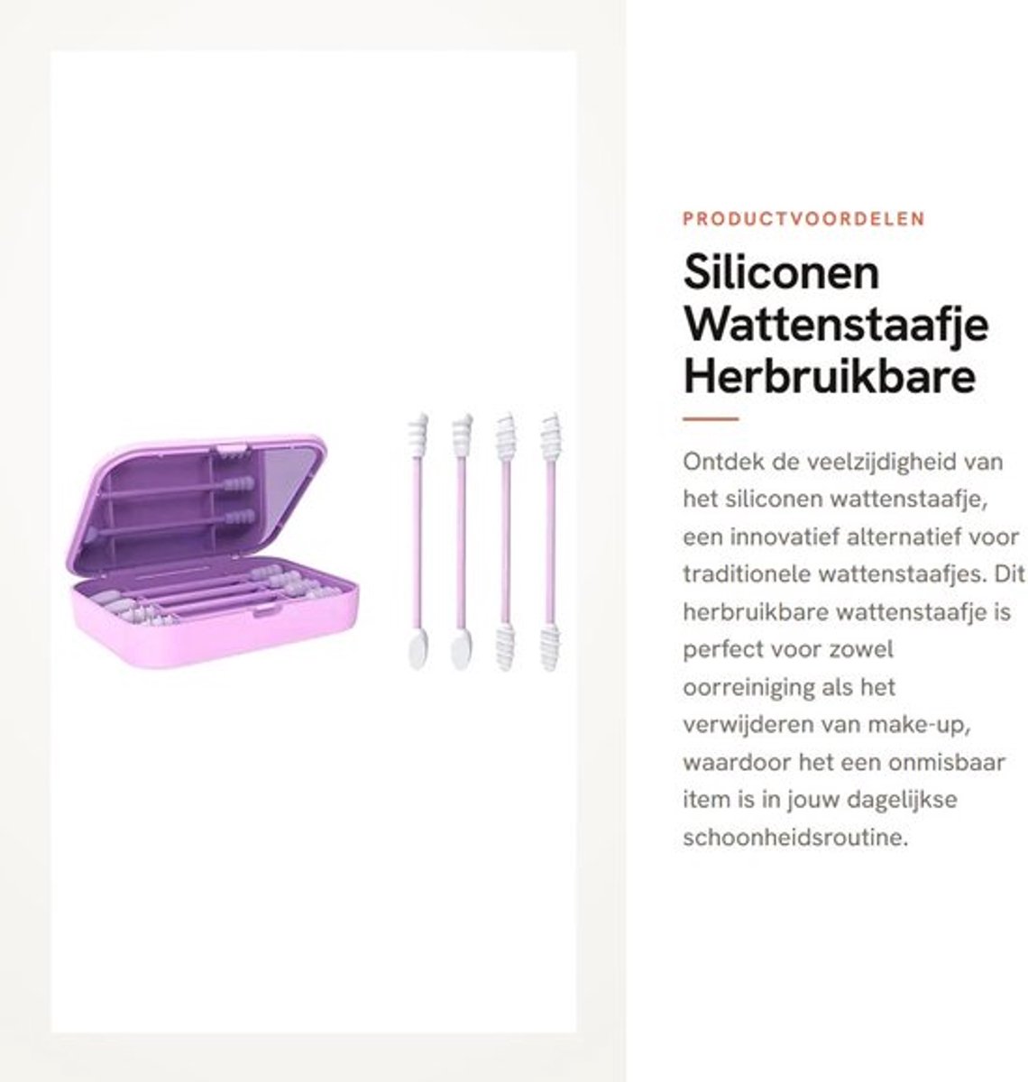Wattenstaafje Herbruikbaar - Siliconen Oorreiniging - Make-up Verwijderen - Opbergkoffer - Duurzaam - Milieuvriendelijk - Herbruikbare Wattenstaafjes
