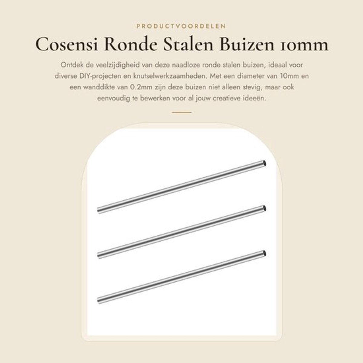 Roestvrijstalen Buis 10mm OD - 0.2mm Wanddikte - 150mm Lengte - Set van 3 - Naadloze Buis - Duurzaam en Esthetisch - Stalen Buis