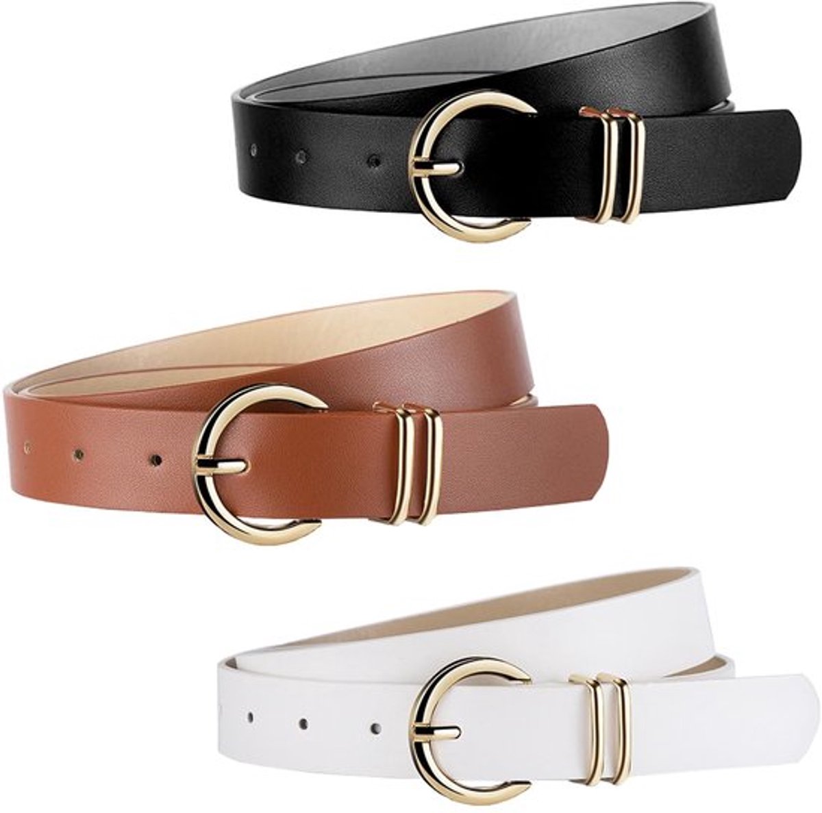 Leren Riem 2,8 cm Breed - Damesriem - Klassieke Gesp - Duurzaam Rundleer - Ideaal voor Casual/Formele Outfit - Totale Lengte 107 cm
