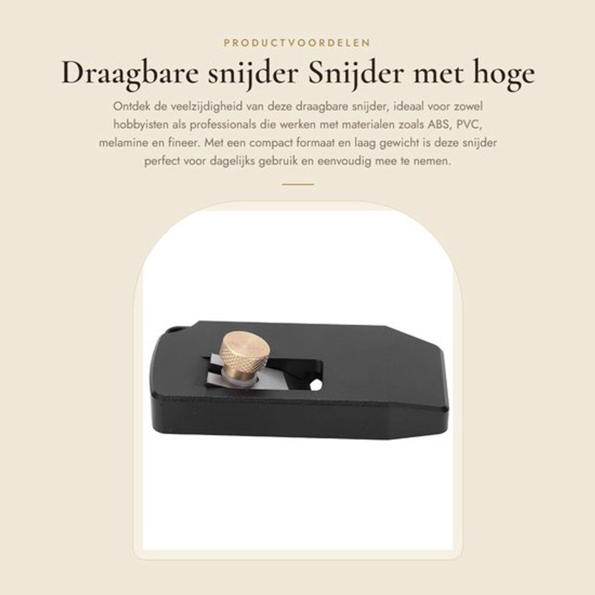 Cutter met hogesnelheidstalen mes - Draagbare Snijder - Duurzaam voor PVC/ABS/Melamine - Compact Formaat - Verstelbare Diepte - Snijmachine