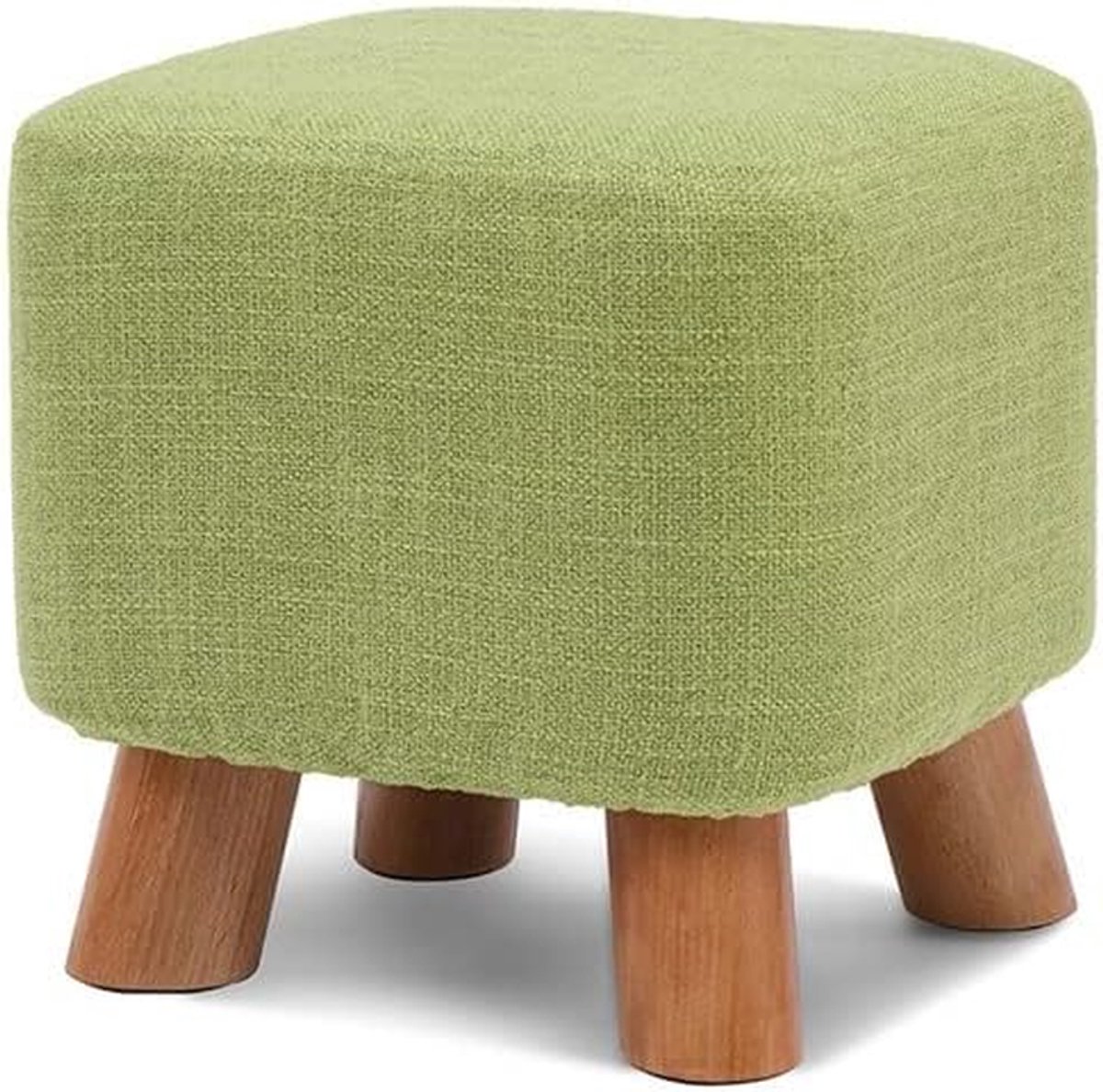 Houten Krukje - Voetenbankje Poef - Zitplaats Creëren - Hoge Elastische Vulling - 25cm x 28cm - Multicolor