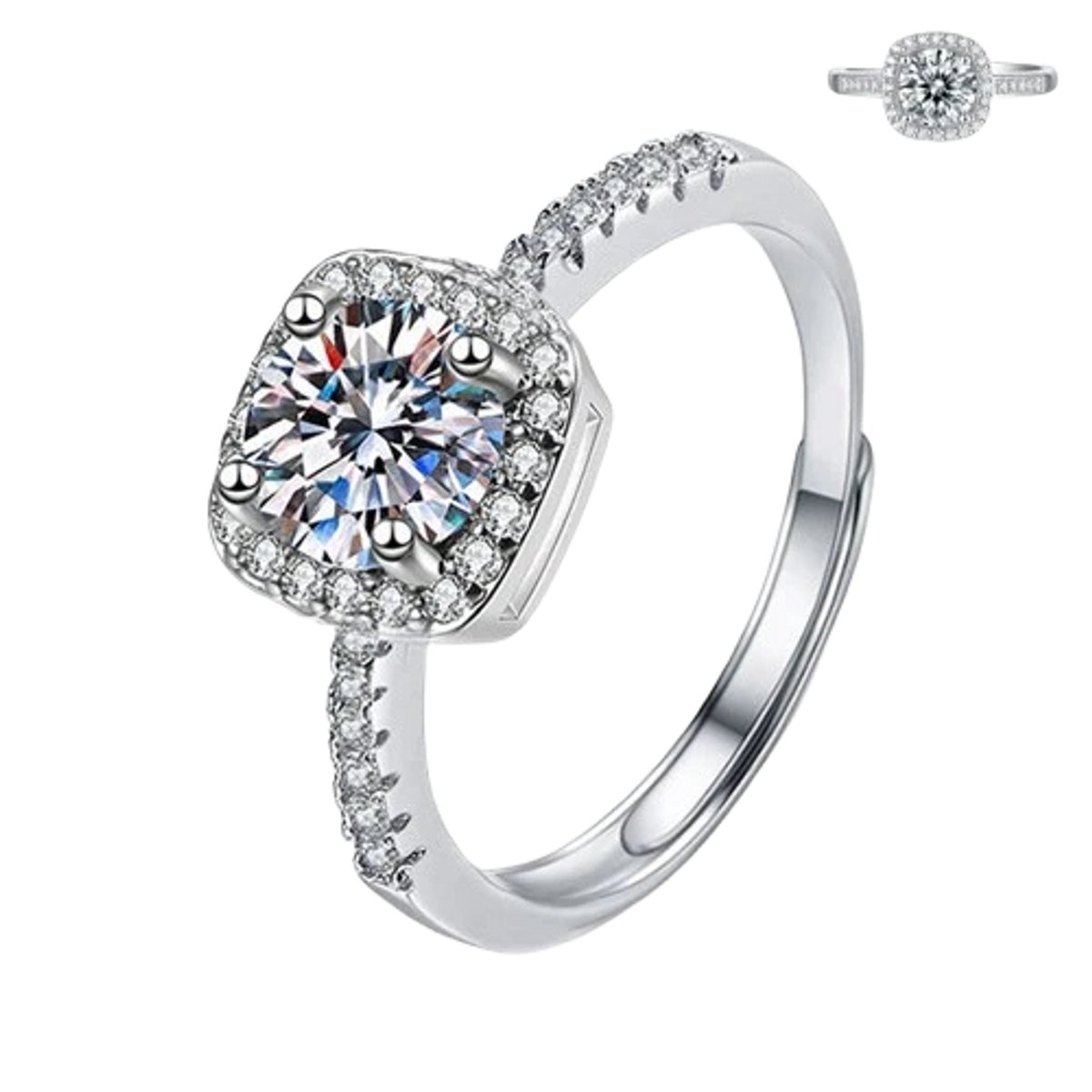 Matthew Studio® Dames Ring - 925 Zilver - Zirkonia - Verstelbare Ring