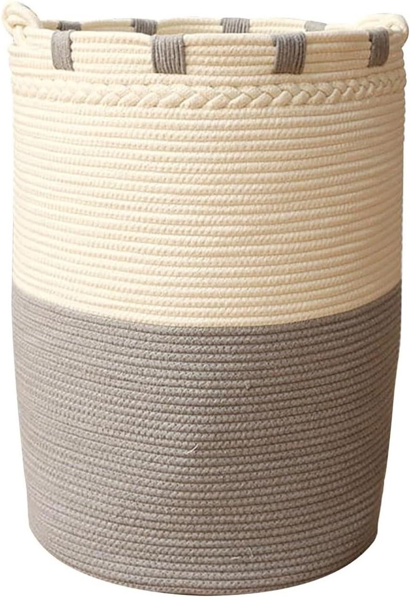 Wasmand Katoen - Opbergmand Linnenmand - Kamer Opruimen - Met Handvatten - 53x40cm - Grijs