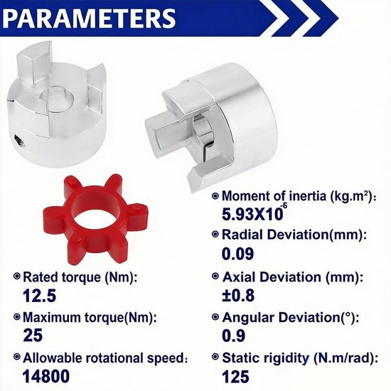 Flexibele Shaft Coupling 10mm x 14mm, Aluminium Motor Connector, CNC Jaw Spider, OD30mm x L40mm, Ideaal voor Precisie Toepassingen en Aandrijfsystemen — afbeelding 3