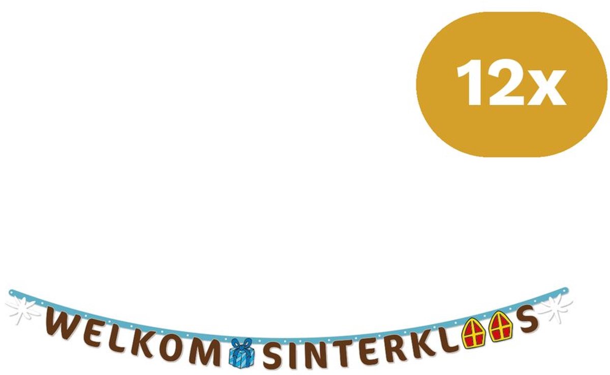 12x Letterbanner Sinterklaas 2 meter - Sinterklaas Decoratie Versiering Piet December Ballon Vlaggenlijn