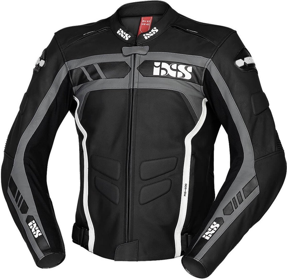 IXS Sport RS-600 1.0 Zwart Grijs Wit Leren Motorjas - Jas