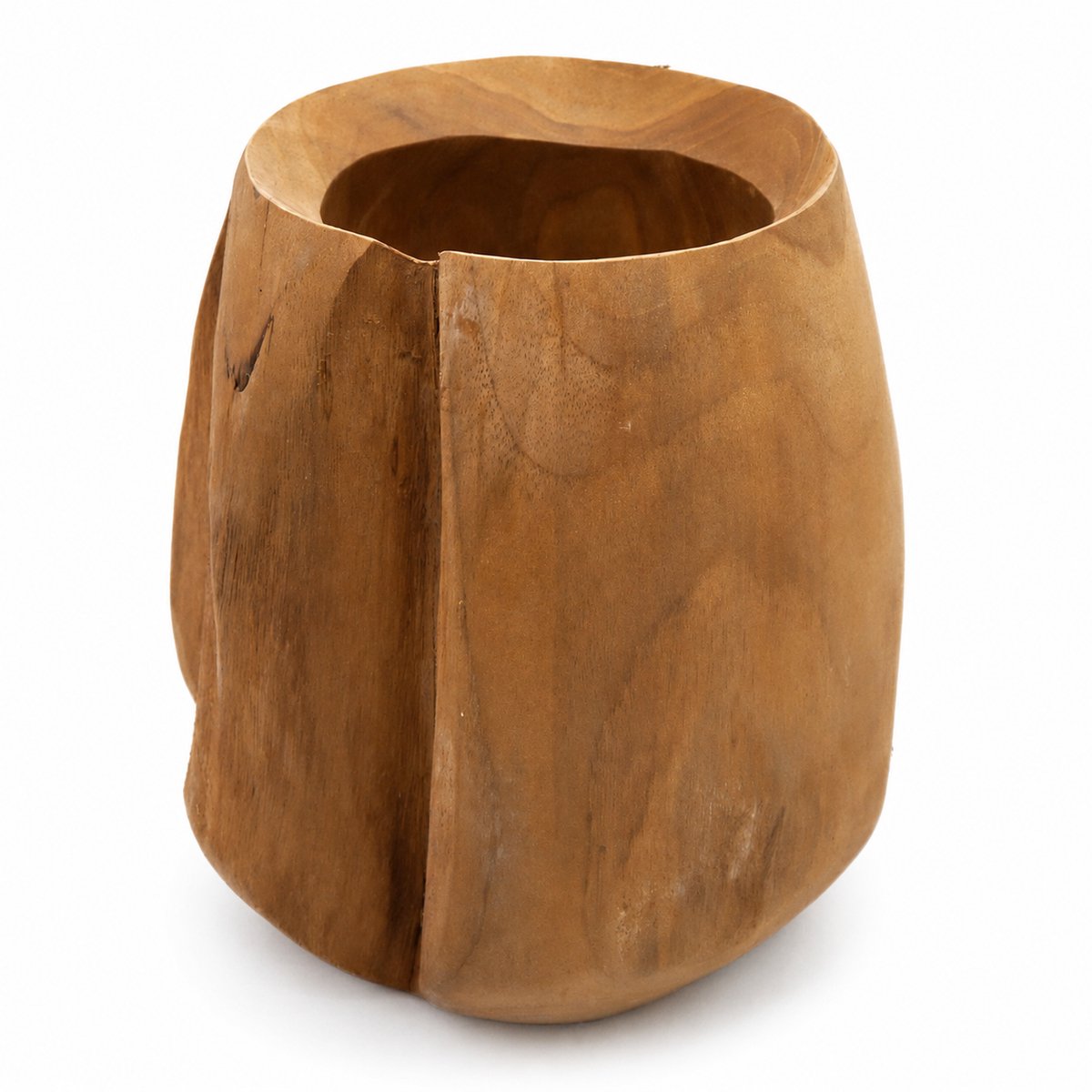 SENSE, Teakhouten Pot – Decoratieve Vaas – Landelijk Ibiza Stijl