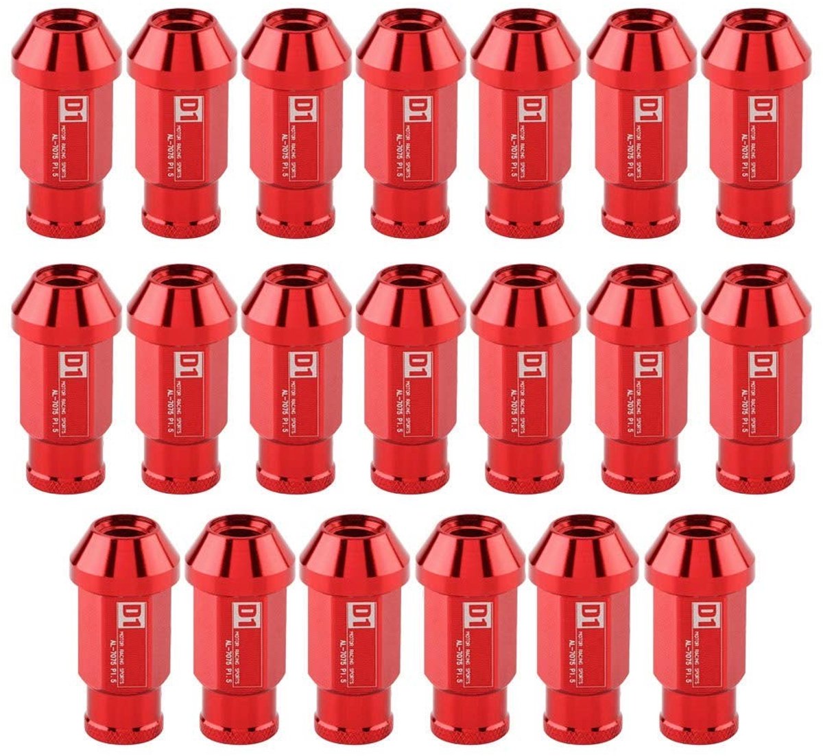 Aluminium Wielmoeren voor Auto, 20 Stuks M12 x 1.5 Racing Bevestigingsmoeren in Rood, Duurzaam en Lichtgewicht