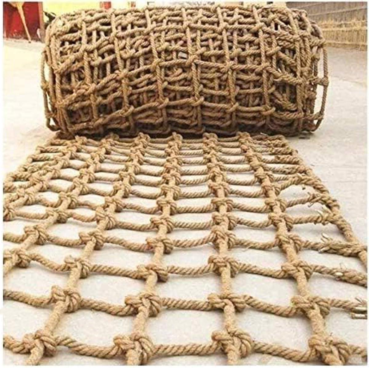 Hennep Touw Net - Veiligheidsnet Klimnet - Veiligheid en Decoratie - Handgemaakt Natuurlijk Materiaal - 1x2 Meter - Natuurlijk