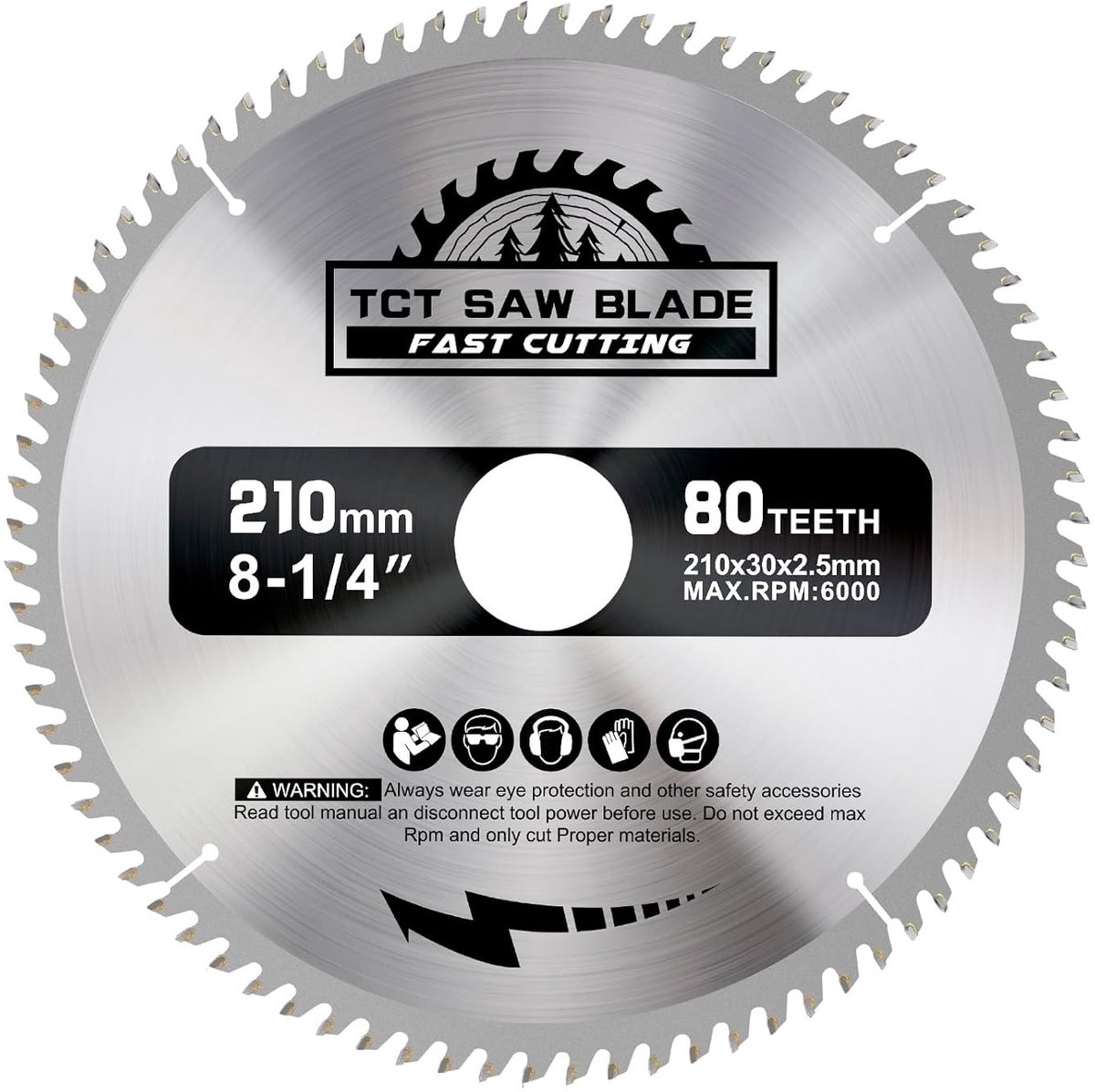 Cirkelzaagblad - 210 x 30 mm - 80 Tanden HM Zaagblad voor Hand- en Tafelcirkelzaag - Voor Houtbewerking