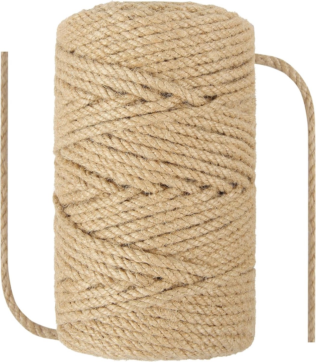 Krabpaal voor zware katten - Natuurlijke originele kleur - 1/4 x 328' (6 mm x 100 m) - Sisal henneptouw - Duurzaam en veelzijdig touw voor binnen en buiten