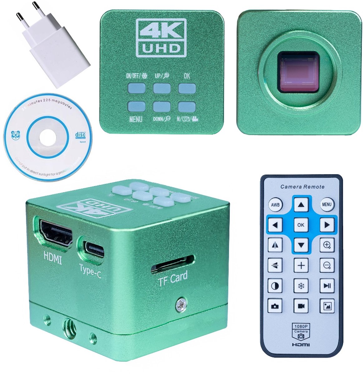 Rosfix Microscoopcamera Scutum Green PRO KMSGP-HDMI-USB - 4K 16MP - HDMI/USB-C, MicroSD 512GB