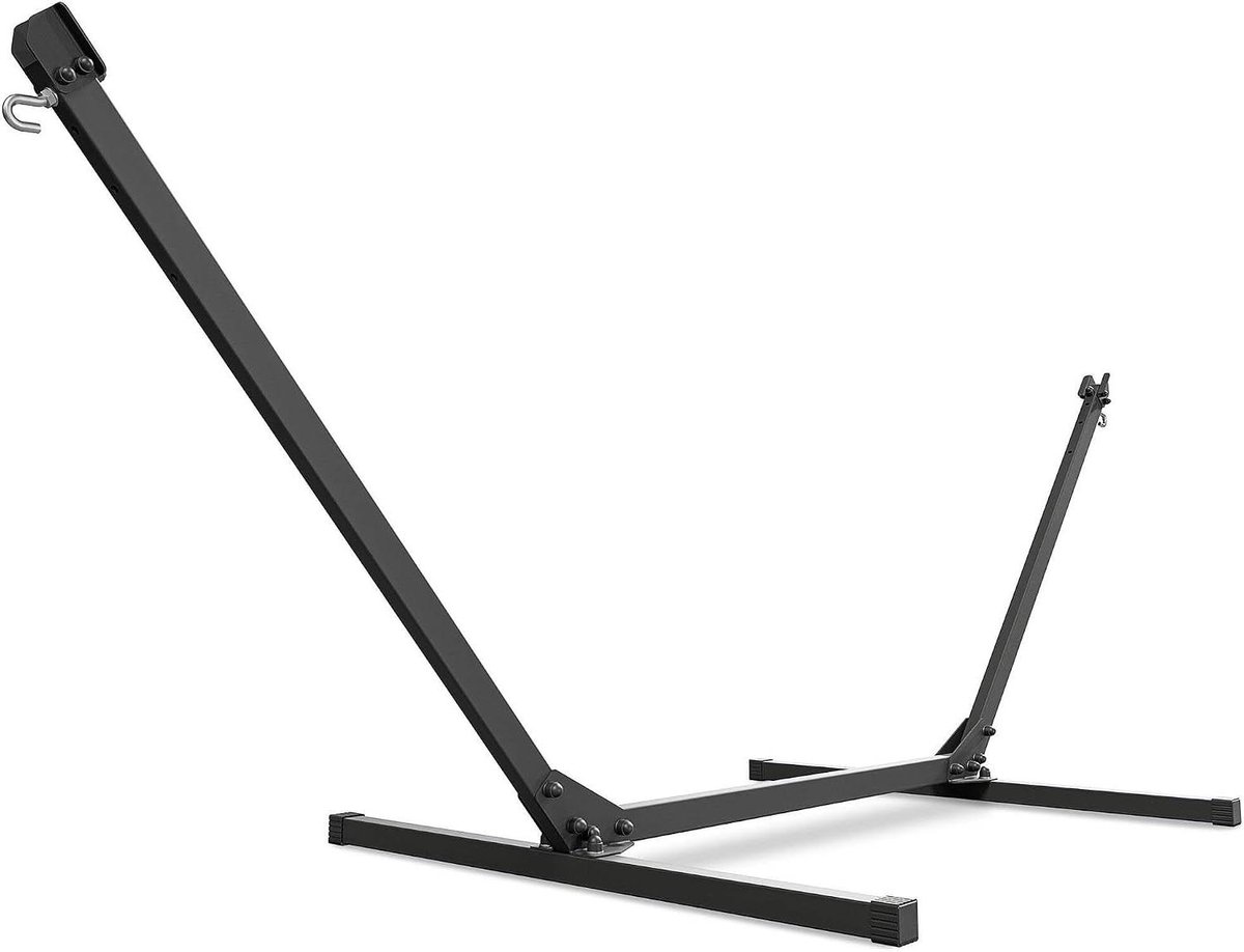 Houten Schommelbank - Tuinstoel Bankje - Buiten Ontspannen - Robuuste Stalen Constructie - 150 kg - Zwart