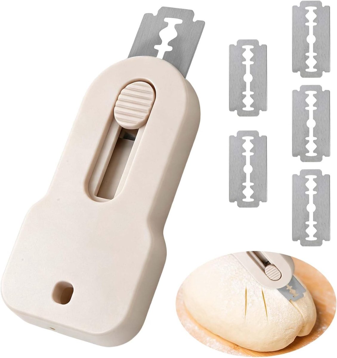 Bakkermes - Roze - 6,5 x 4,4 x 0,7 cm - Roestvrij Stalen Deegmes met 5 Messen - Voor Bakliefhebbers