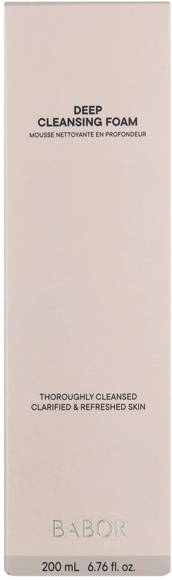 Roze kartonnen verpakking voor Babor Deep Cleansing Foam, 200 ml.
