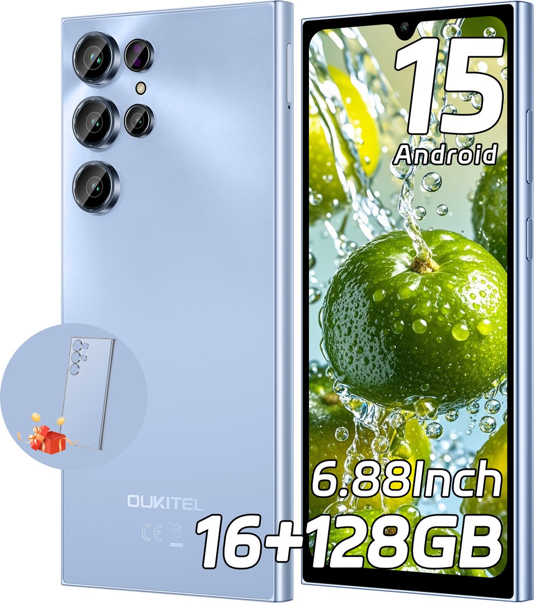 OUKITEL C61 Smartphone 4G- 16 GB RAM- 128 GB Opslag-5150 mAh Accu-Android 15