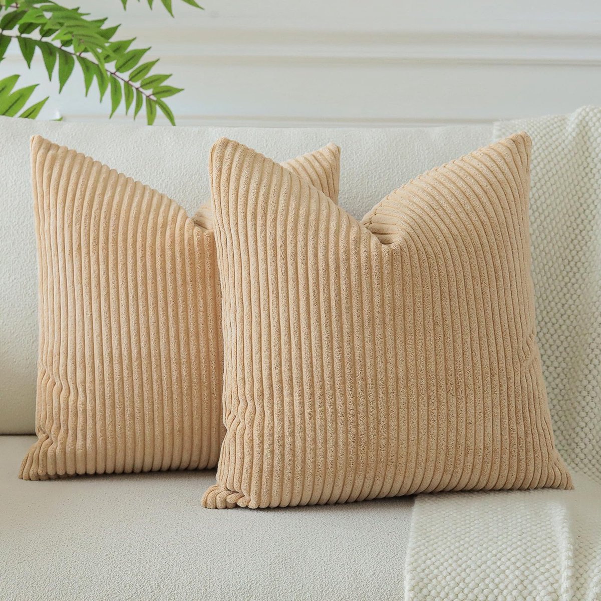 Set van 2 decoratieve kussenslopen van cord 40x40cm - Ockergelb