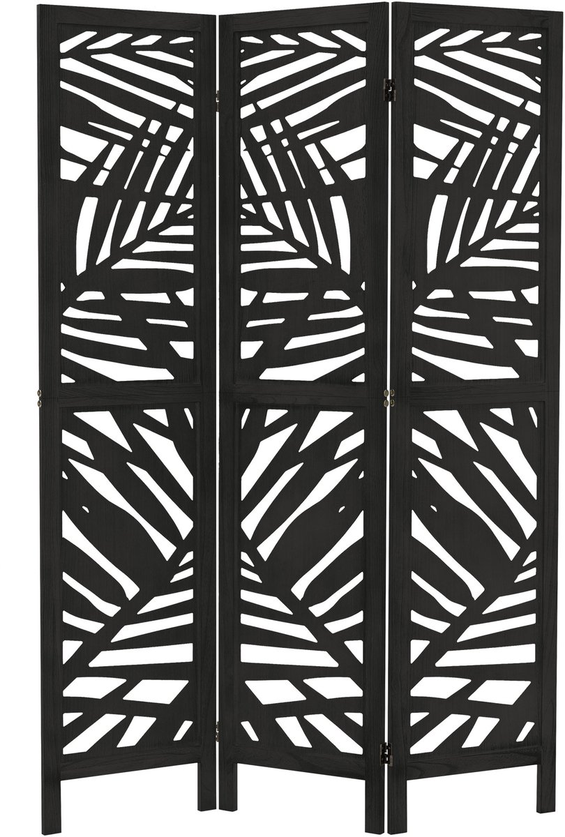 ML-Design | Kyoto-kamerscherm, 3-delig, van hout, 170 x 121 cm, zwart, opvouwbaar kamerscherm, scheidingswand voor binnenshuis