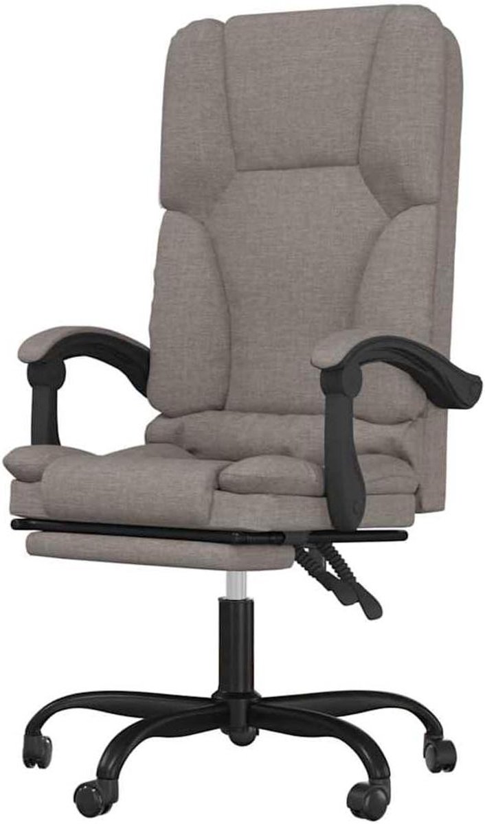 Bureaustoel met massage - Ergonomische stoel - Ontspannen werken - Verstelbare ligfunctie - 51 x 44 cm - Taupe