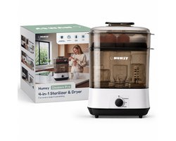 Numsy Steamix Pro Sterilisator en Droger - Flessterilisator - 4-in-1 - Tot 8 Flessen - 48u Opslag - Babyfles Sterilisator - Wit/Zwart