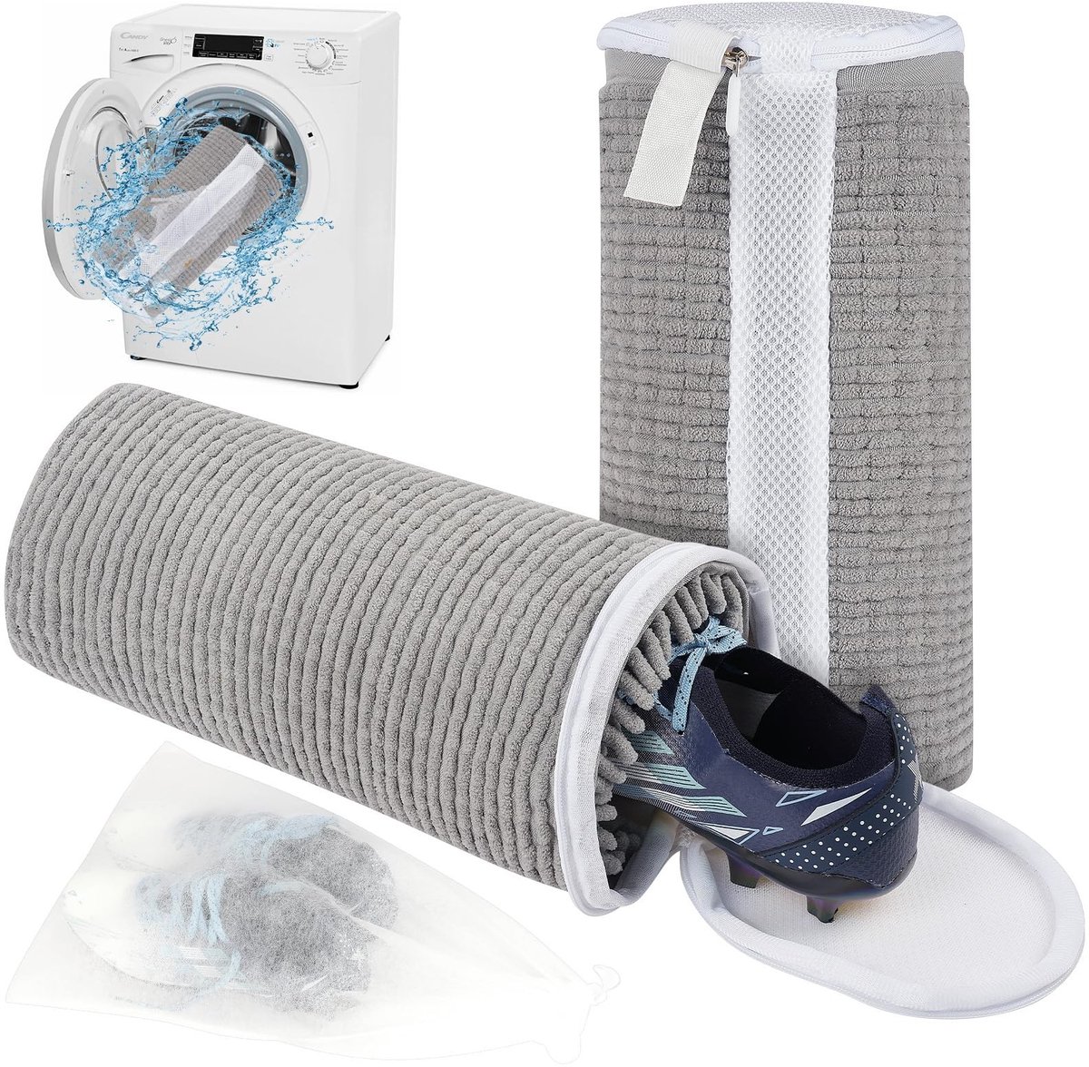 Dailygoods - Flintronic 2 stuks waszakken, herbruikbaar, voor wasmachine en wasdroger, ideaal voor gymschoenen, sokken, beha's (donkergrijs)