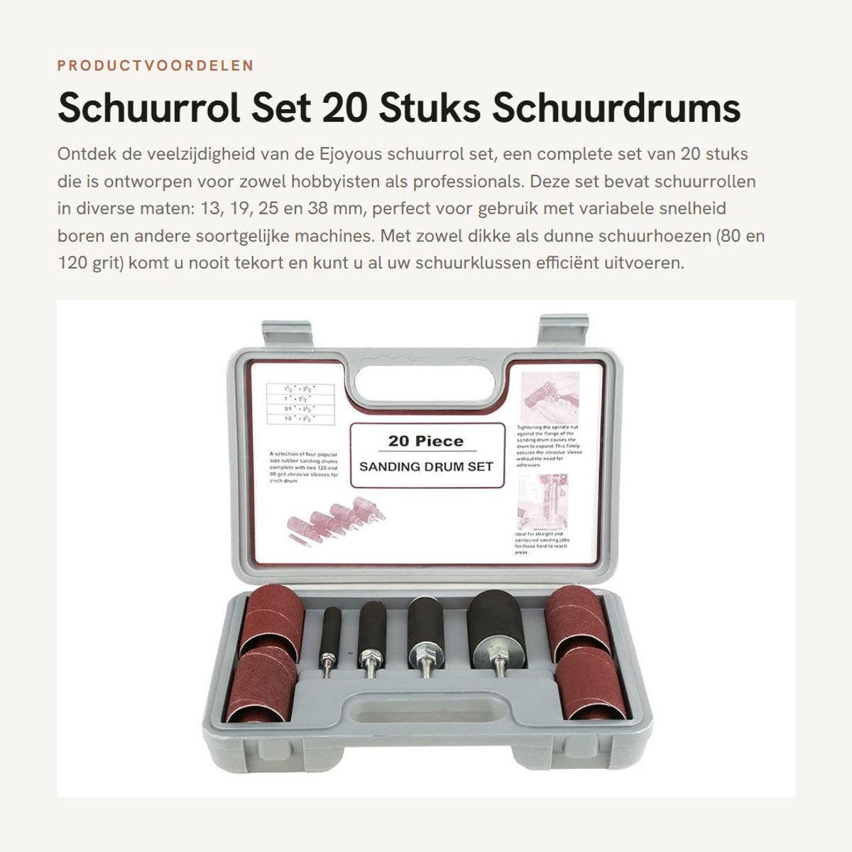 Dailygoods - Schuurrol Set - 20 Stuks - Schuurdrums voor Elektrische Gereedschappen - Geschikt voor Houtbewerking - Effectieve Schuurmiddelen - Ideaal...