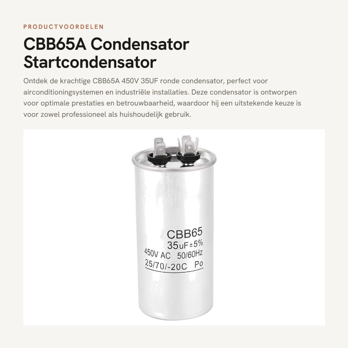 Dailygoods - CBB65A Condensator - Startcondensator - Waterdicht en betrouwbaar - Ronde vorm - 35UF capaciteit - Ideaal voor airconditioning en industr...