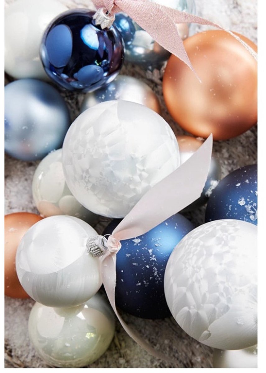 Decoris Kerstballen - 4x stuks - nacht blauw - glas - 10 cm - kerstversiering