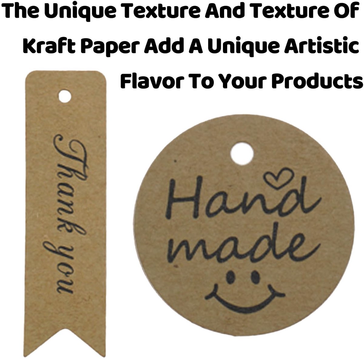 Dailygoods- Etiketten 100 stuks - Kraftpapier - Cadeaulabels - Jute koord 5 m - Gastgeschenken - Kunsthandwerk - Uniek design - Cadeaukaartjes